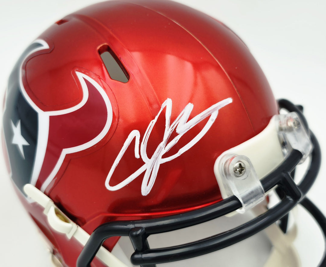 Andre Johnson Auto Texans Red 2022 Alternate Speed Mini Helmet Beckett Witness
