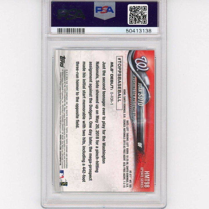 Graded 2018 Topps Chrome Update Juan Soto #HMT98 Rookie RC Baseball Card PSA 10