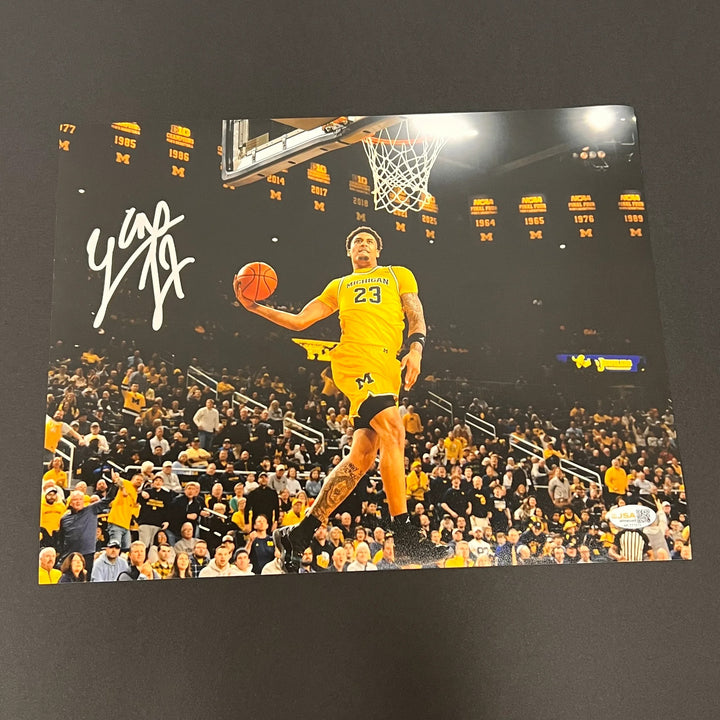 Yaxel Lendeborg Michigan Wolverines Signed Basketball 11x14 Photo JSA