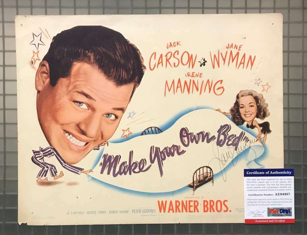 Jane Wyman Psa Dna Signed 11x14 Make Your Own Bed Lobby Card Original Autograph