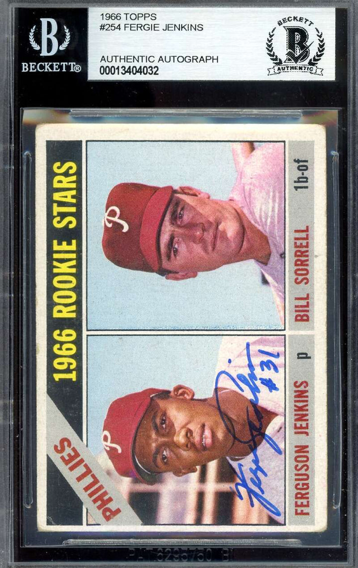 Fergie Jenkins Beckett BAS Signed 1966 Topps Rookie Autograph