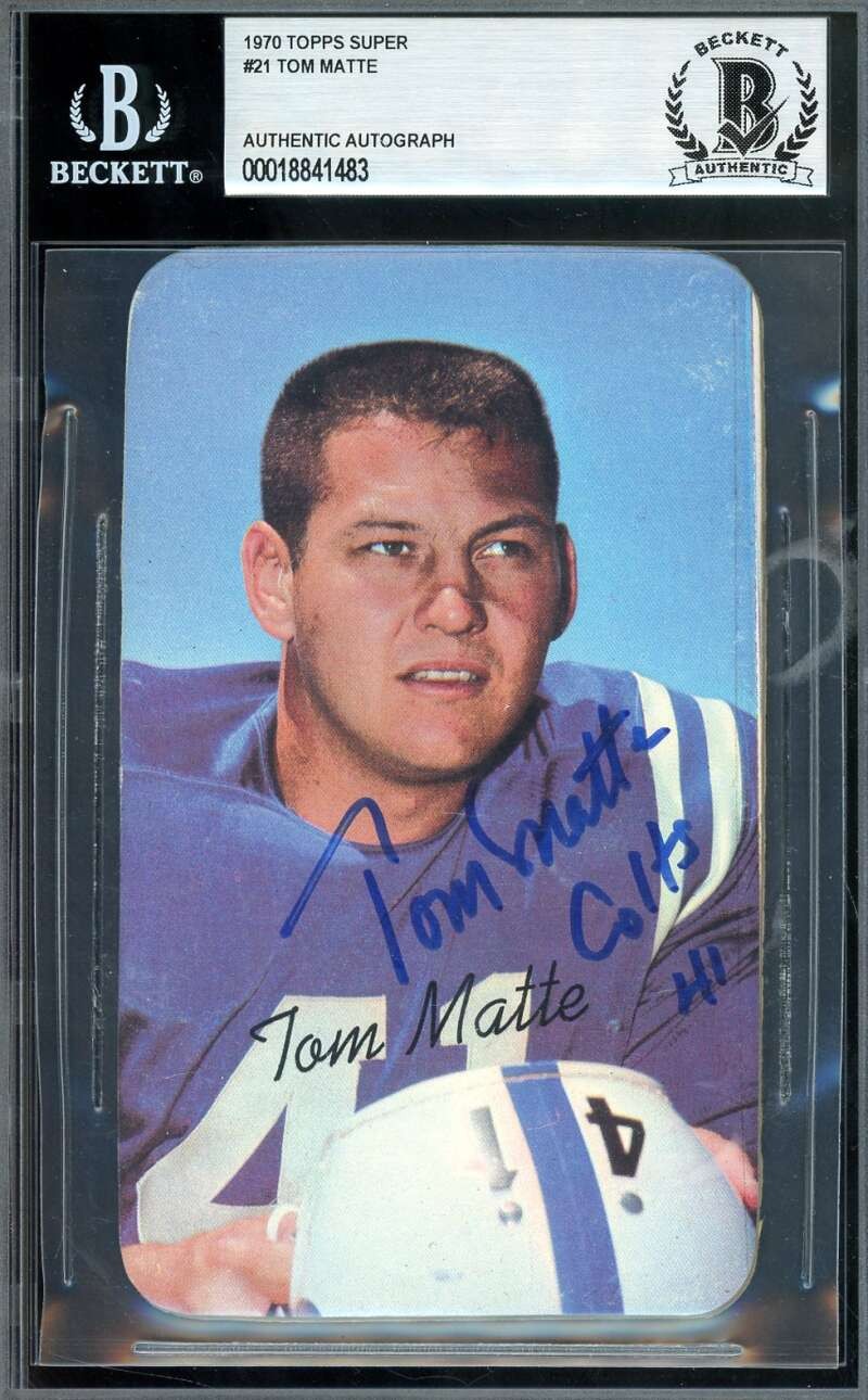 Tom Matte Beckett BAS Signed 1970 Topps Super Autograph