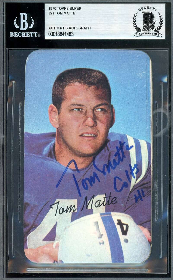 Tom Matte Beckett BAS Signed 1970 Topps Super Autograph