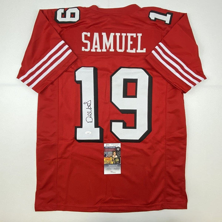 Autographed/Signed DEEBO SAMUEL San Francisco Red Alternate Jersey JSA COA Auto