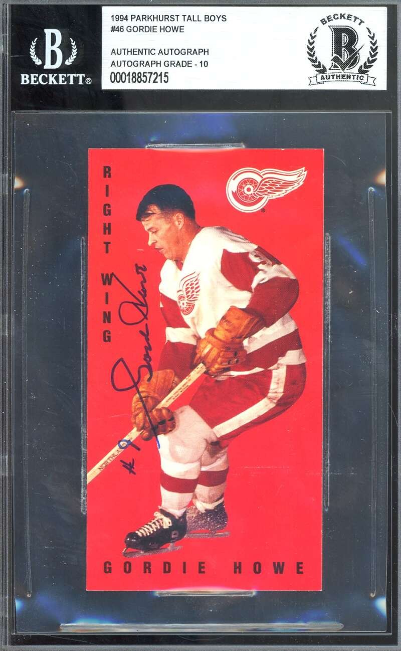 Gordie Howe Gem Mint 10 Beckett BAS Signed 1994 Parkhurst Tall Boys Autograph
