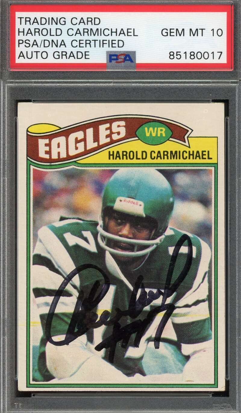Harold Carmichael Gem Mint 10 PSA DNA Signed 1977 Topps Autograph