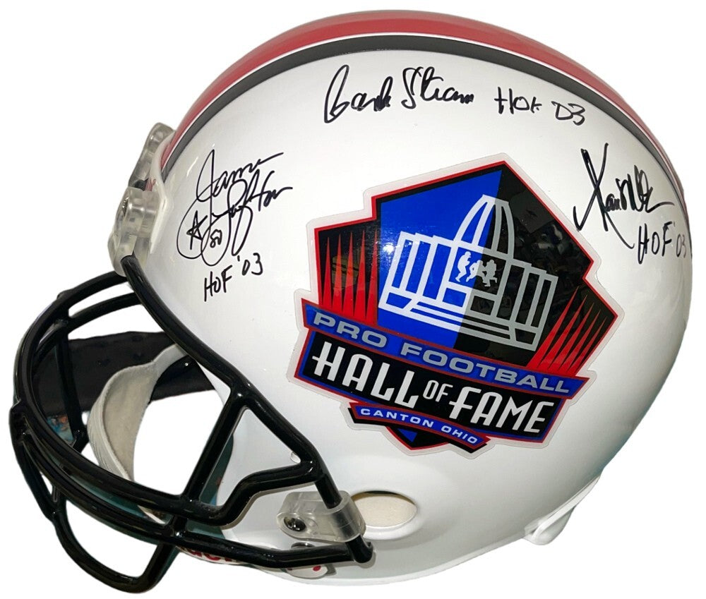 2003 HOF Logo FS Rep Helmet 5 sigs Marcus Allen, James Lofton, Bethea, Stram-PSA