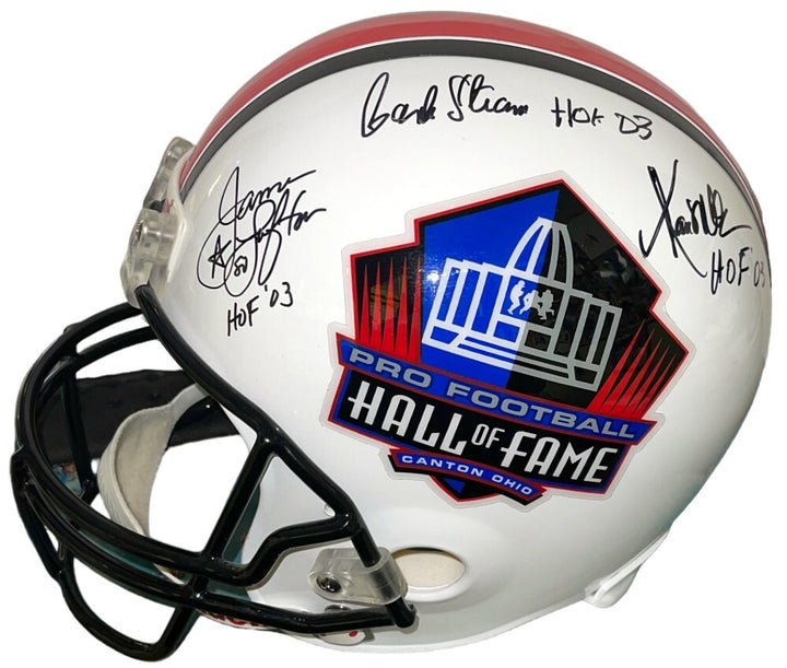 2003 HOF Logo FS Rep Helmet 5 sigs Marcus Allen, James Lofton, Bethea, Stram-PSA