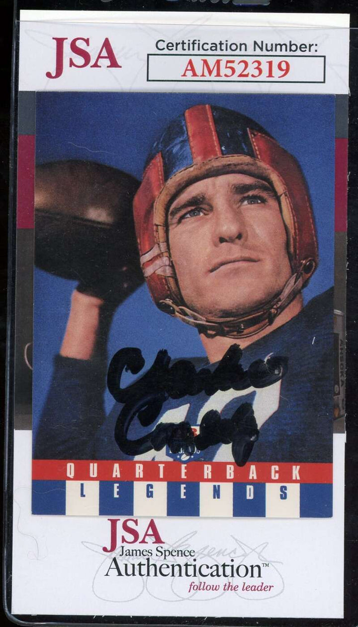 Charlie Conerly JSA Coa Signed 1991 Quarterback Legends Autograph