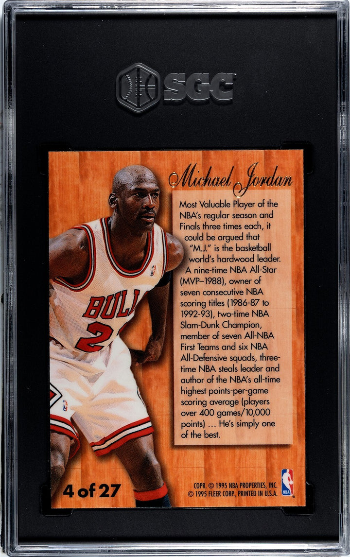 Michael Jordan 1995-96 Flair Hardwood Leader Card #4- SGC Graded 7.5 NM+
