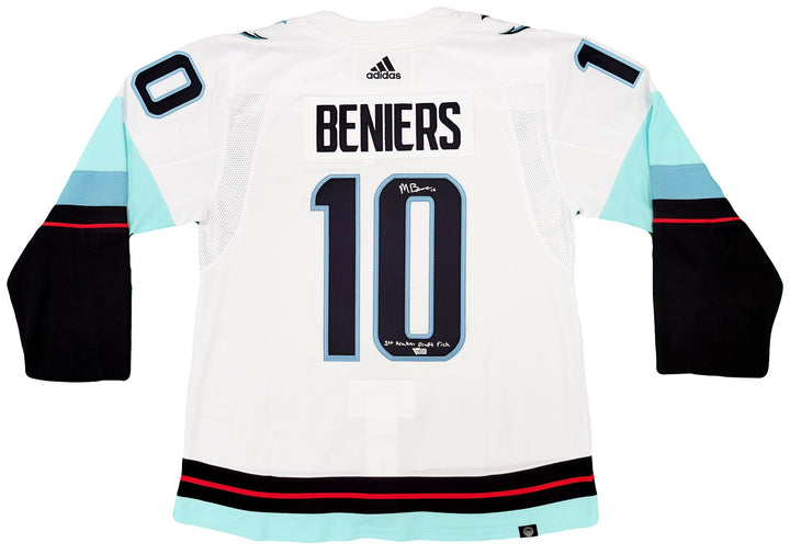 Kraken Matty Beniers Auto White Adidas Inaugural Jersey "1st Draft Pick Fanatics