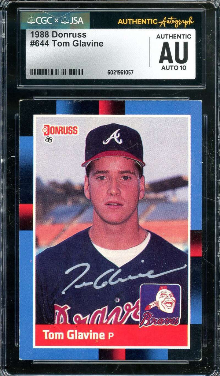 Tom Glavine Gem Mint 10 JSA CGC Coa Signed 1988 Donruss Rookie Autograph