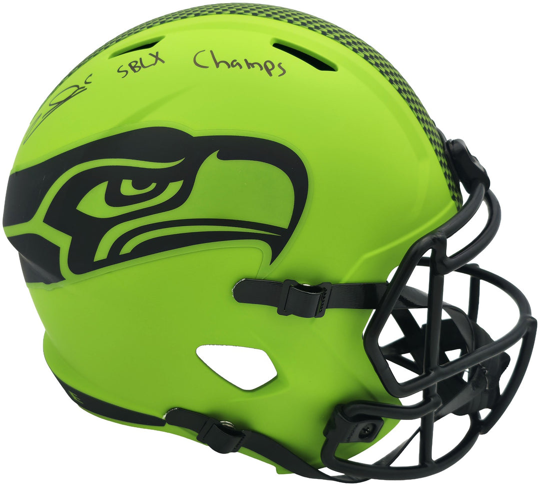 Zach Charbonnet Signed Seahawks Rave Green Full Size Speed Replica Helmet MCS