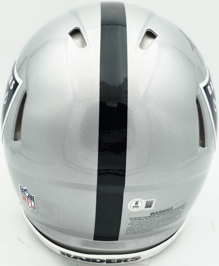 Ashton Jeanty Auto Raiders Silver Full Size Spd Authentic Helmet Beckett Witness