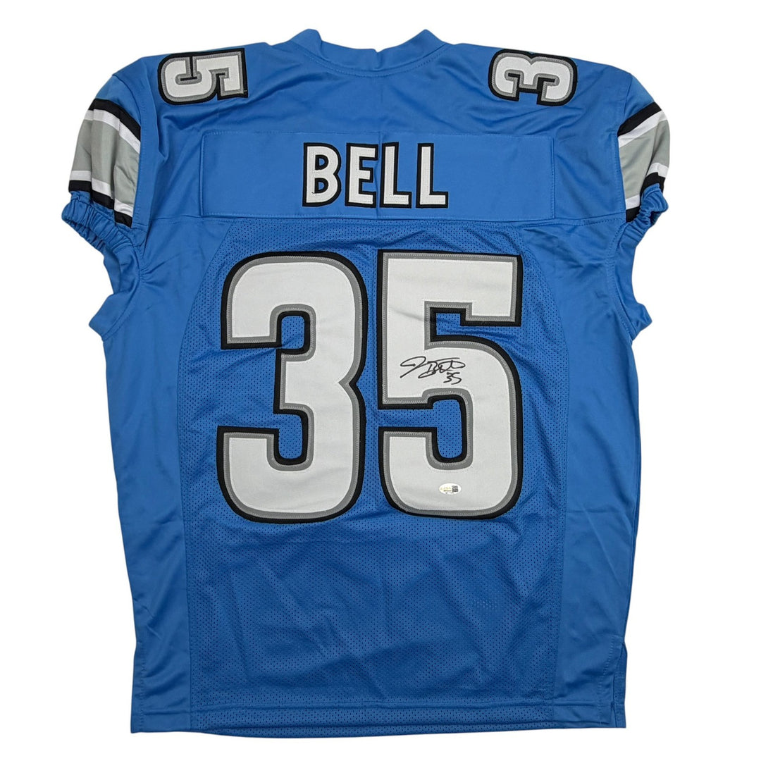 Autographed/Signed Joique Bell Detroit Blue Pro Cut Football Jersey JSA COA