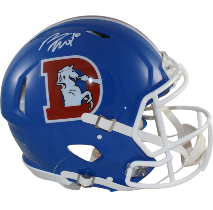 Bo Nix Autographed Denver Broncos Authentic TB Helmet Beckett Witness 55148