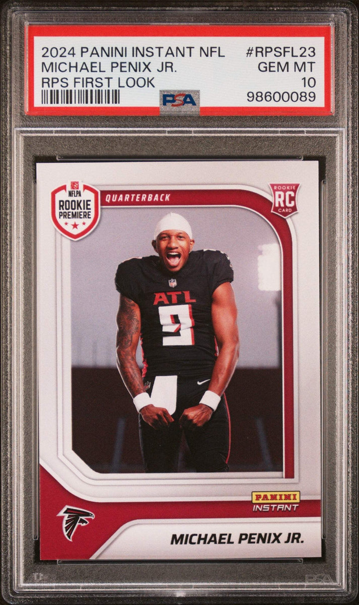 Graded 2024 Panini Instant NFL Michael Penix Jr #RPSFL23 RC Football Card PSA 10
