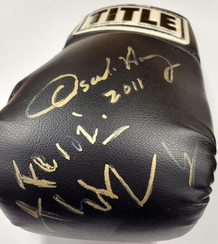 Oscar De La Hoya & Fernando Vargas signed Boxing Glove autograph (B) Beckett BAS