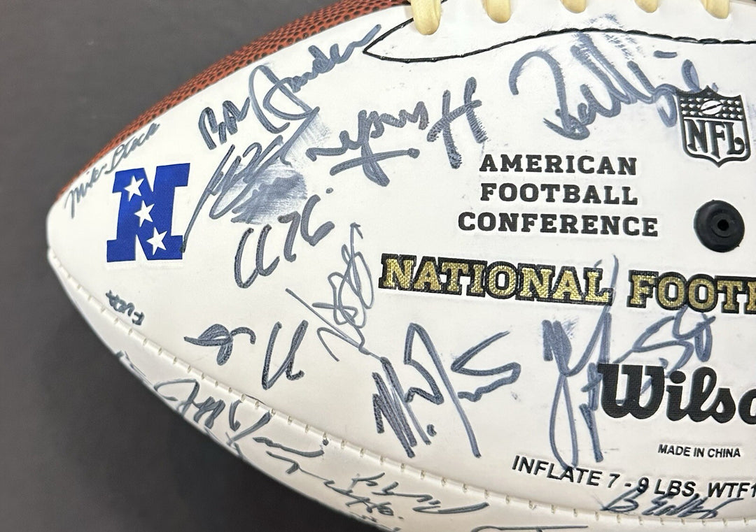 2008 Pro Bowl Team Signed NFL Football Adrian Peterson Tony Romo 40 + Auto Coa