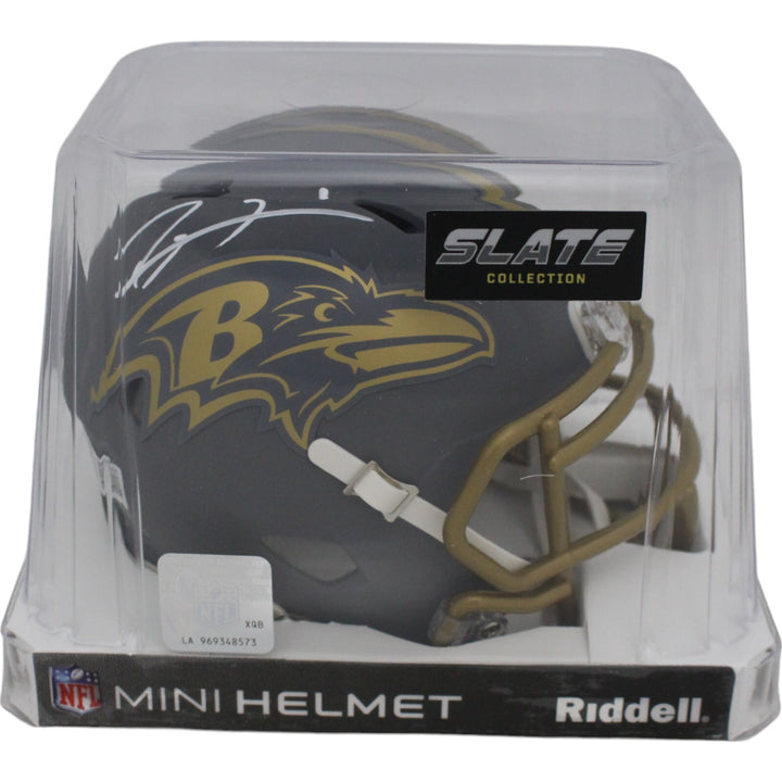 Ray Lewis Autographed/Signed Baltimore Ravens Slate Mini Helmet Beckett 48411