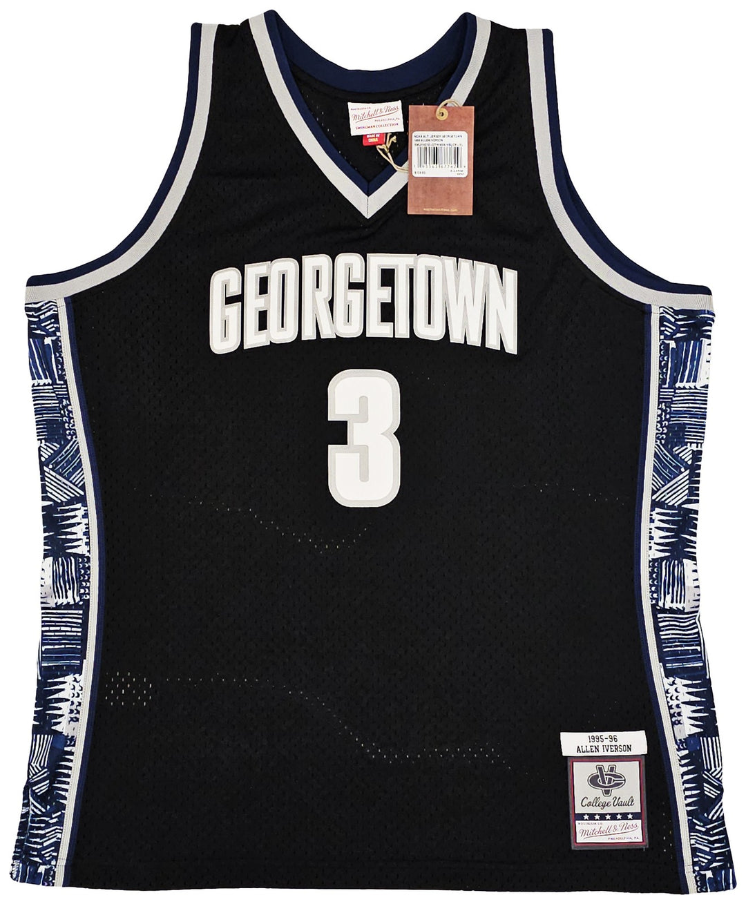 Georgetown Hoyas Allen Iverson Auto Black Mitchell Ness 95 College Jersey XL BAS