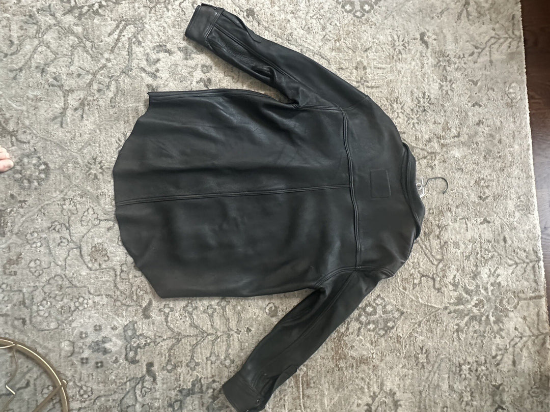 Vintage Branded Garments Black Leather Jacket Button Usa New W/out Tag Sz M 44