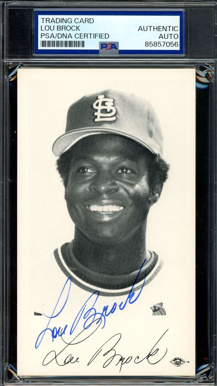 Lou Brock PSA DNA Coa Signed 1970s Team Issued Photo Autographed