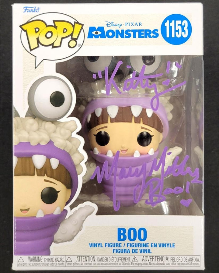 Mary Gibbs signed "Kitty!" Boo Monsters Inc Funko Pop 1153 autograph Beckett BAS