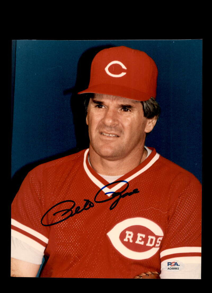 Pete Rose PSA DNA Autorgaphed 8x10 Photo Signed Reds