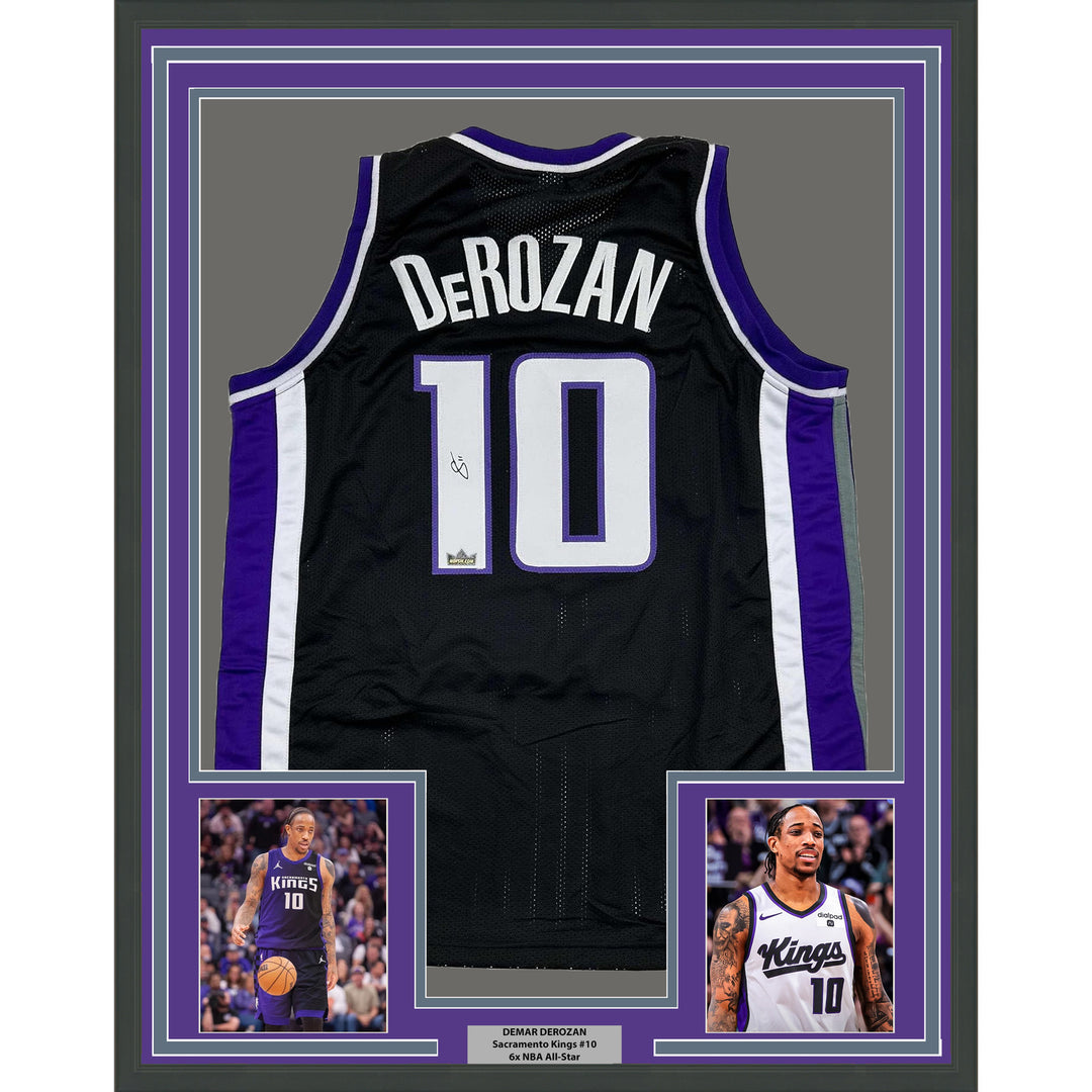 Framed Facsimile Autographed DeMar DeRozan 35x39 Black Reprint Laser Auto Jersey
