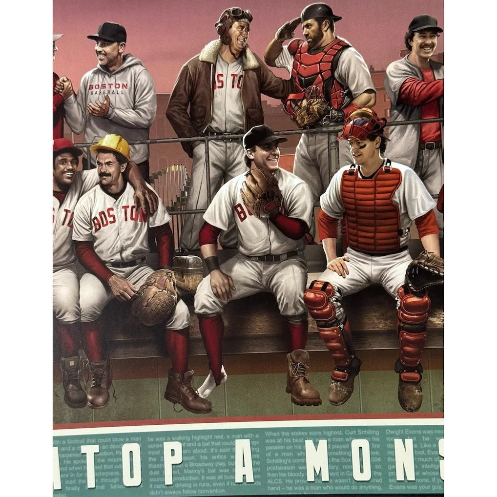 Boston Red Sox Framed Lunch Atop A Monstah 12x36 Lithograph Photo Ortiz Yaz Fisk