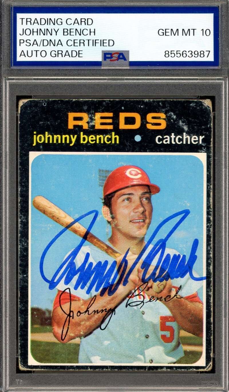 Johnny Bench Gem Mint 10 PSA DNA Signed 1971 Topps Autograph