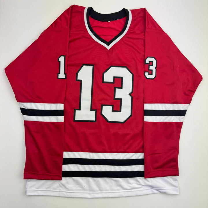Autographed/Signed Ari Lehman Jason Voorhees Friday The 13th Red Jersey JSA COA