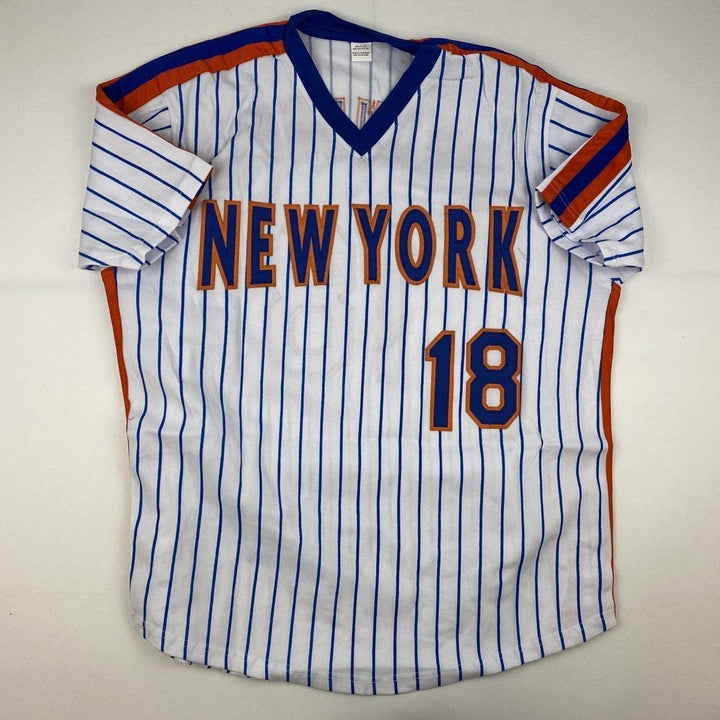 Autographed/Signed DARRYL STRAWBERRY New York Pinstripe Jersey PSA COA