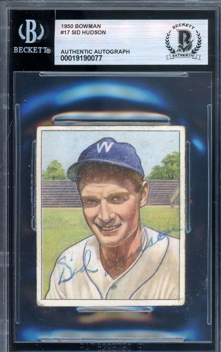 Sid Hudson Beckett BAS Signed 1950 Bowman Autograph