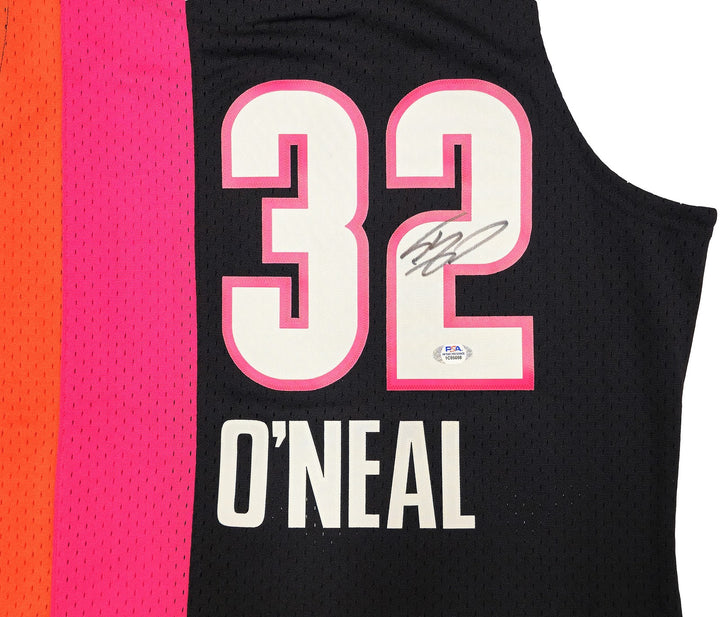 Heat Shaquille O'Neal Auto Black Auth Mitchell Ness 05-06 Swingman Jersey L PSA