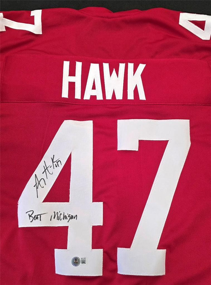 AJ Hawk signed "Beat Michigan" Ohio State Buckeyes Jersey autograph Beckett BAS