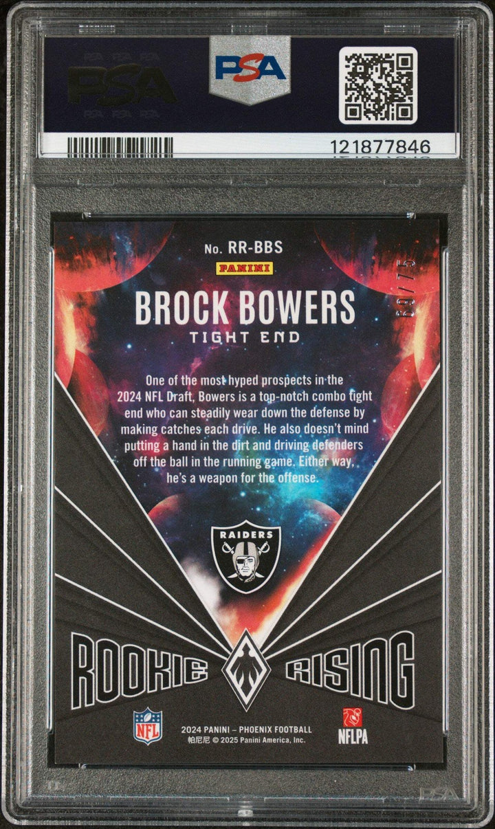 Graded 2024 Phoenix Brock Bowers #RRBBS Rising Bronze /75 Football Card PSA 10
