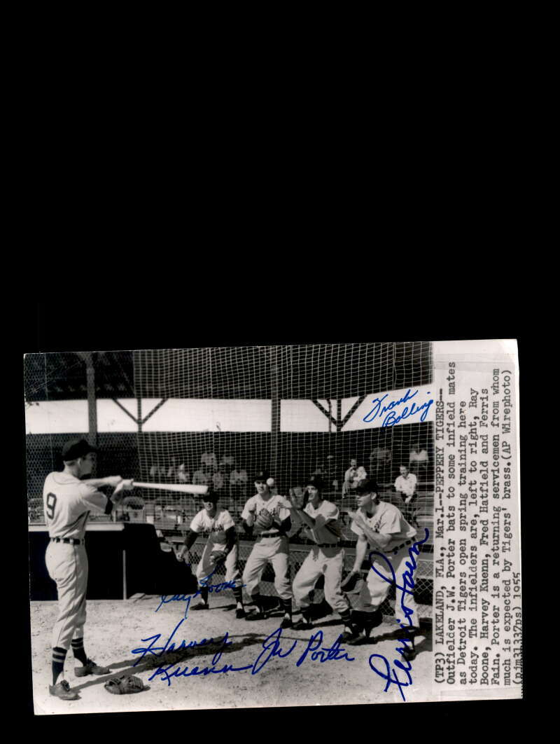 Boone Kuenn Porter Fain Bolling JSA Signed by 5 Vintage 6x8 Wire Photo Autograph