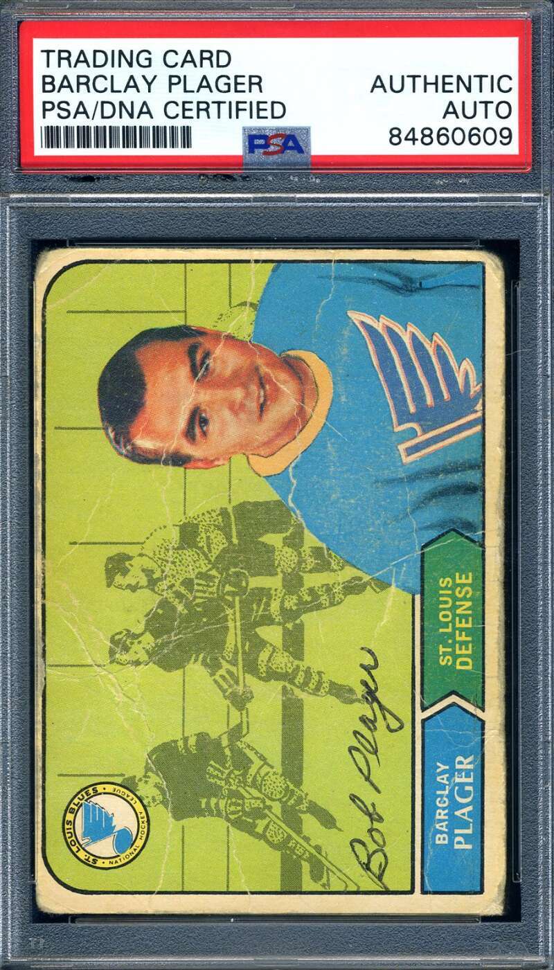 Barclay Plager PSA DNA Signed 1968 O-Pee-Chee Rookie Rare Autograph