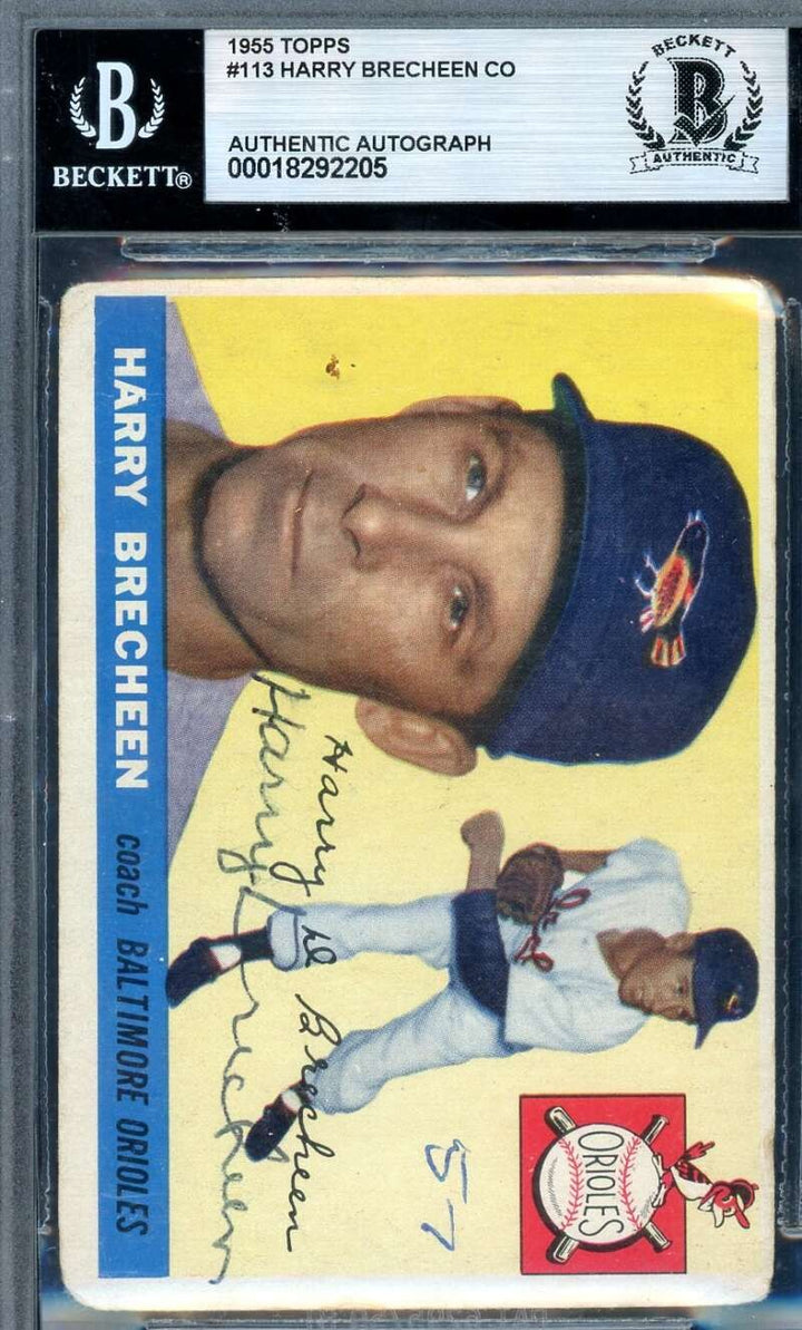 Harry Brecheen Beckett BAS Signed 1955 Topps Autograph