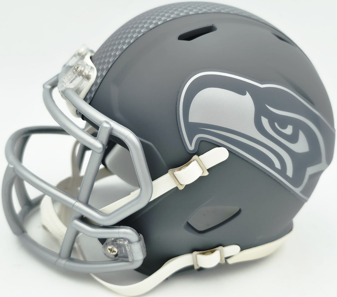 AJ Barner Signed Seattle Seahawks Slate Gray Speed Mini Helmet Beckett Witness
