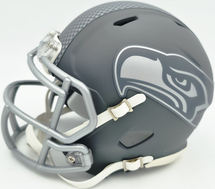AJ Barner Signed Seattle Seahawks Slate Gray Speed Mini Helmet Beckett Witness