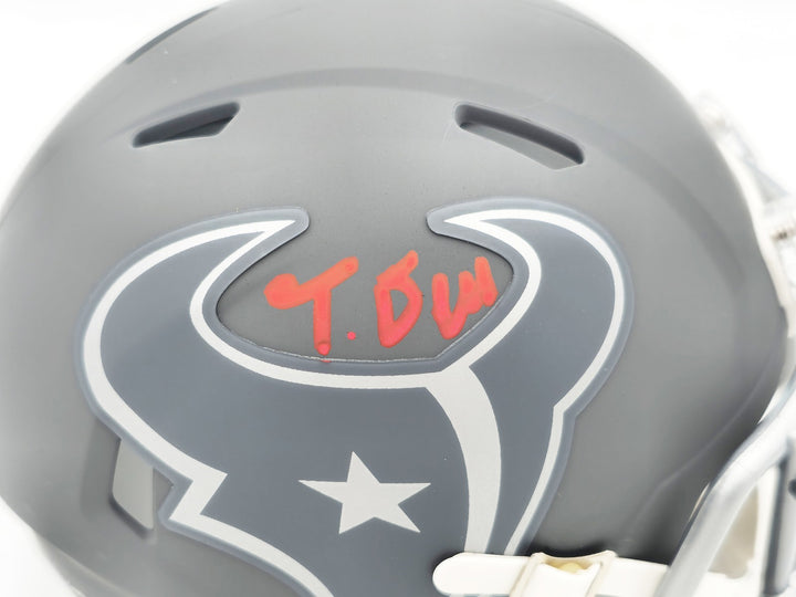 Tank Dell Signed Houston Texans Slate Gray Speed Mini Helmet Beckett