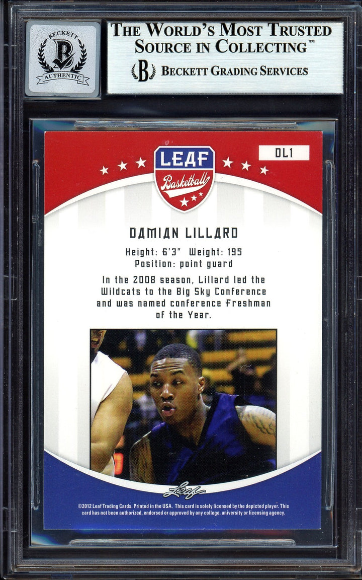 Damian Lillard Auto Signed 2012-13 Leaf RC DL1 Trail Blazers Auto GM 10 Beckett