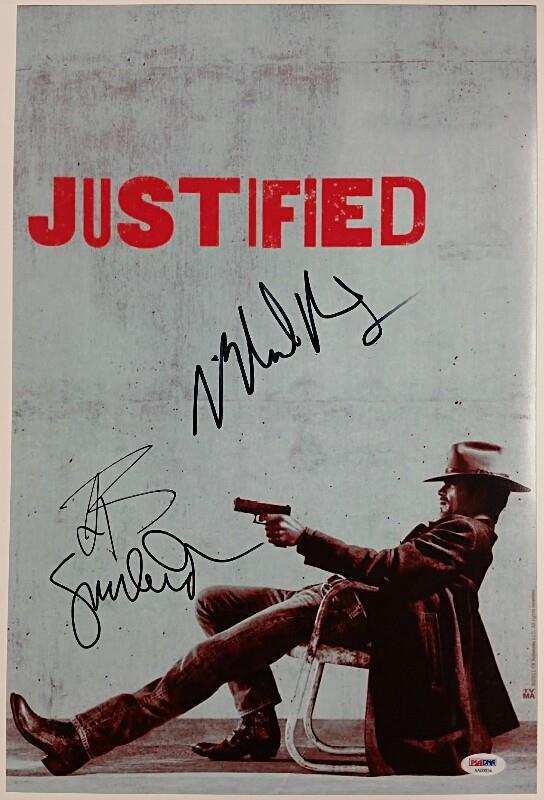 JUSTIFIED Cast Signed 12x18 Photo Buckley + Anderson + Rapaport PSA/DNA COA