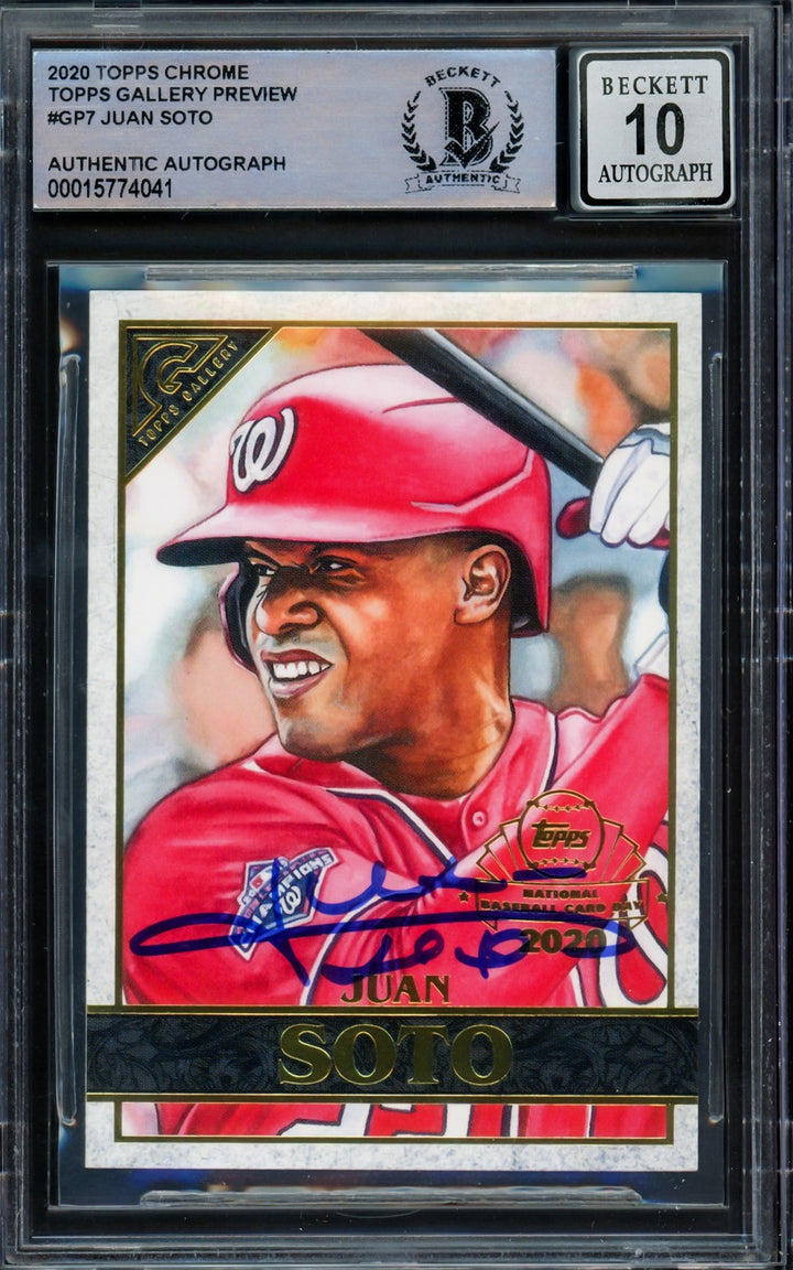Juan Soto Auto 2020 Topps Gallery National BB Card Day Card GP-7 Sig 10 Beckett