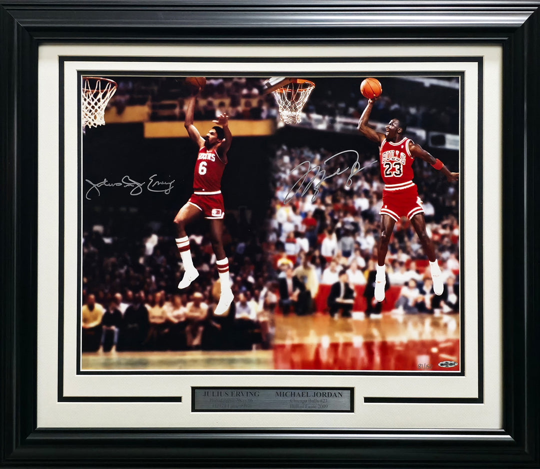 Michael Jordan & Julius "Dr. J" Erving Signed Framed 16x20 Photo #/150 UDA Holo
