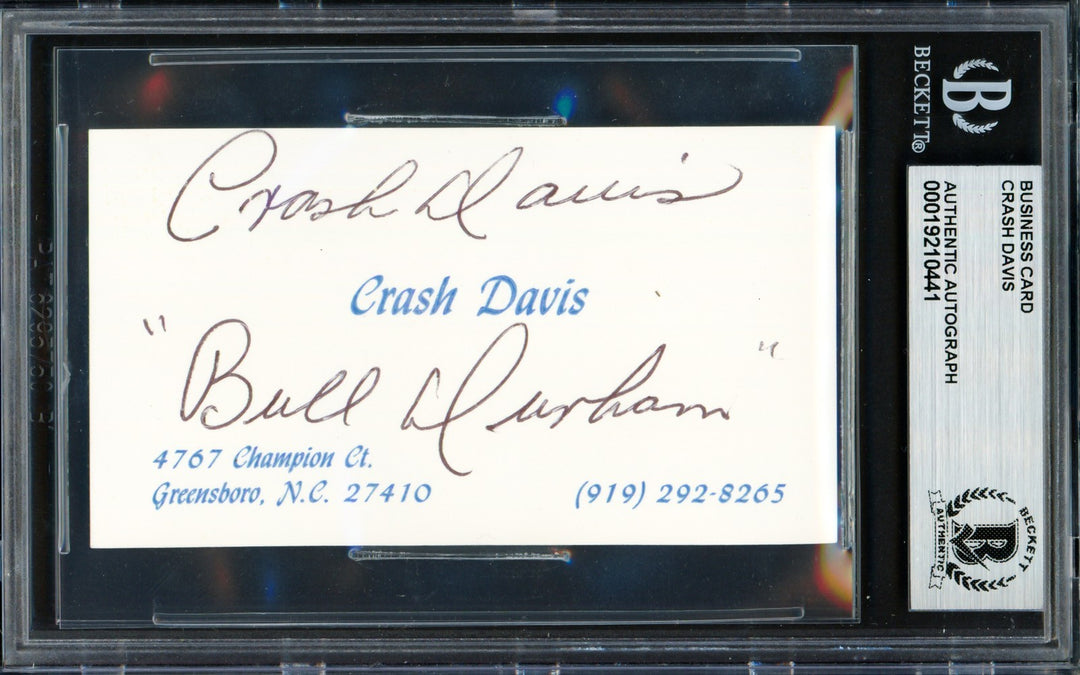 Crash Davis Signed Business Card Philadelphia A's "Bull Durham" Beckett