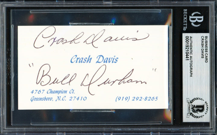 Crash Davis Signed Business Card Philadelphia A's "Bull Durham" Beckett